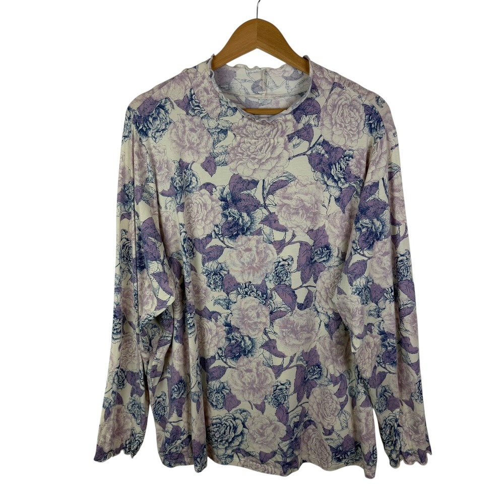 Candace Cameron Bure  Floral Mock Neck Top Size‎ 3X Stretch Cottage Romantic